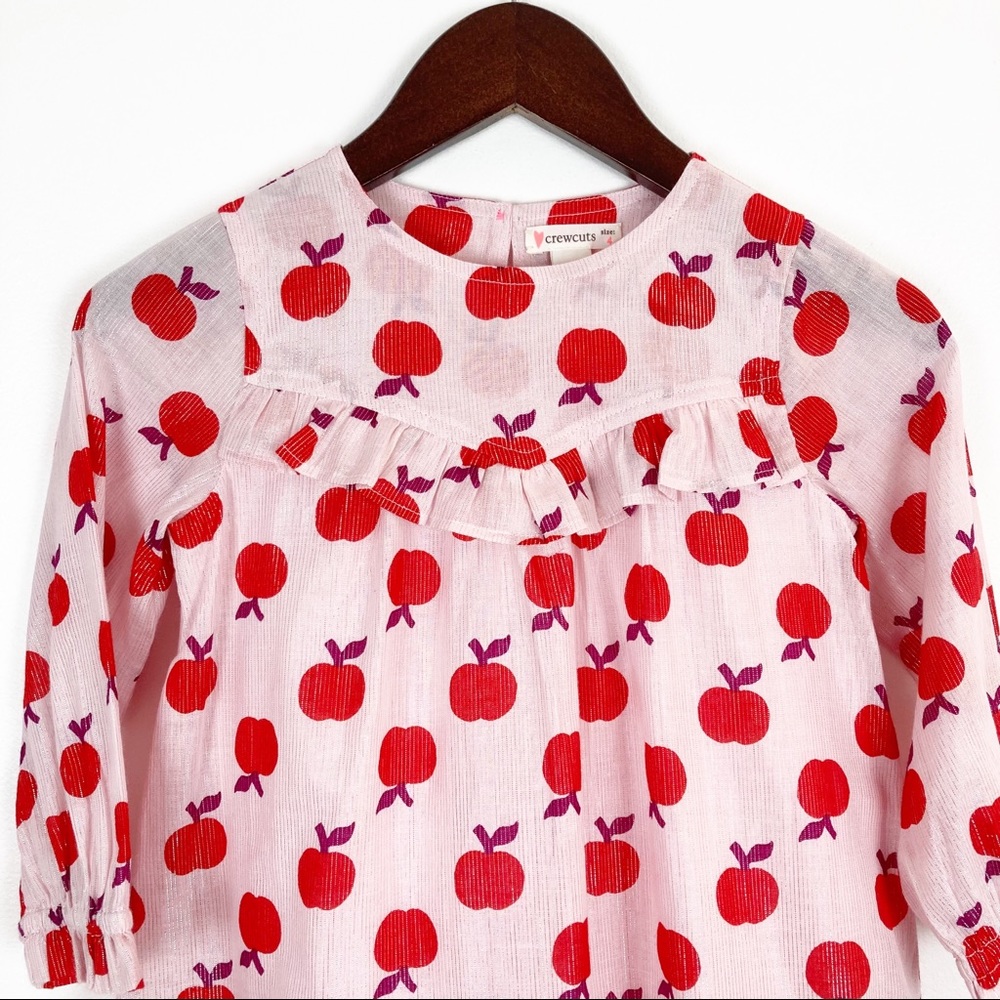 Crewcuts Apple Print Peasant Dress Size 4 NWT - Picture 4 of 11